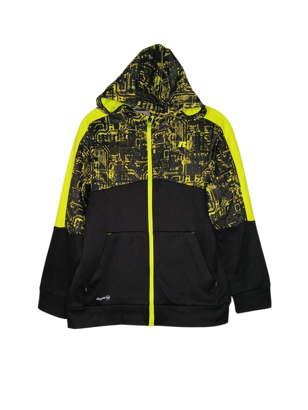 Russell Boys Athletic Neon Yellow and Black Kids Zip Hoodie